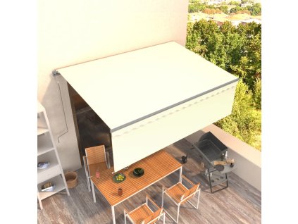 vidaXL Automatická zatahovací markýza s roletou 4 x 3 m krémová