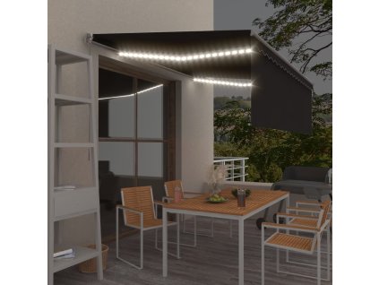vidaXL Ručně zatahovací markýza s roletou a LED 4,5 x 3 m antracitová