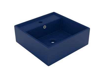 vidaXL Luxusní umyvadlo přepad čtvercové matné tmavě modré 41x41 cm