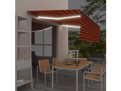 vidaXL Automatická markýza roleta LED senzor větru 4x3 m oranžovohnědá