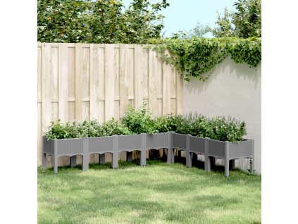 vidaXL Zahradní truhlík s treláží světle šedý 200 x 160 x 42 cm PP