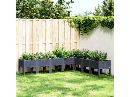 vidaXL Zahradní truhlík s treláží modrá šedá 200 x 160 x 42 cm PP