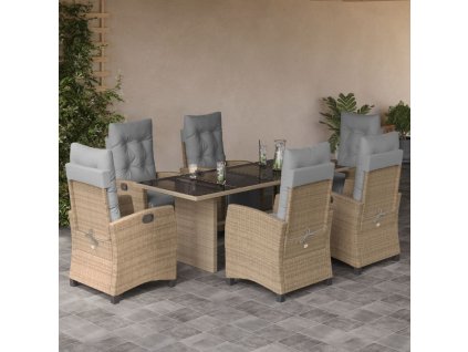 vidaXL 7dílný zahradní jídelní set s poduškami mix béžové polyratan