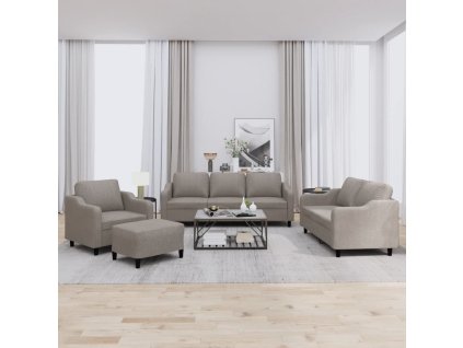 vidaXL 4dílná sedací souprava s poduškami taupe textil