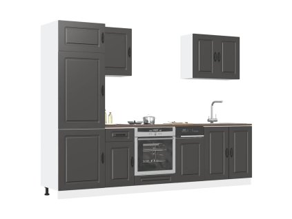 vidaXL 7dílná sada kuchyňských skříněk "Kalmar" černý kompozit