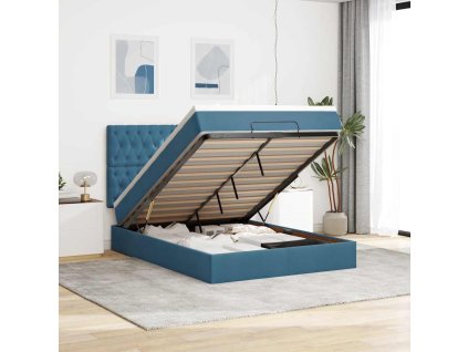 vidaXL Osmanský rám postele s matracemi tmavě modrá 140x190cm samet