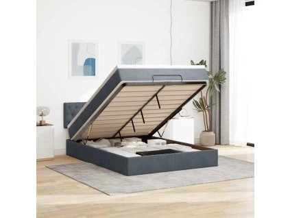 vidaXL Osmanský rám postele s matrací tmavě šedá 140x200cm samet