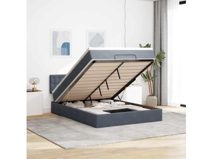 vidaXL Osmanský rám postele s matrací tmavě šedá 140x200cm samet