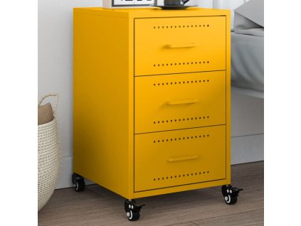 vidaXL Noční stolek hořčicově žlutý 36 x 39 x 59 cm ocel