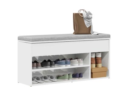 vidaXL Botník bílý s vysokým leskem 102x30,5x45 cm kompozitní dřevo