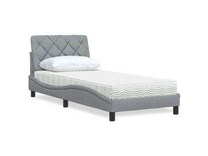 vidaXL Postel s matrací světle šedá 80 x 200 cm textil