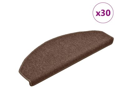 vidaXL Schodové rohože 30 ks 65 x 24 x 4 cm hnědé, půlkulaté, velké