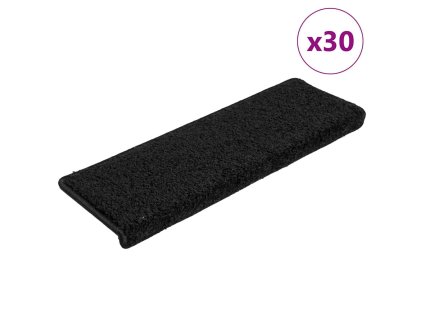 vidaXL Schodové rohože 30 ks 65 x 21 x 4 cm černé s obdélníkovým okrajem