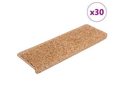 vidaXL Rohože na schody 30 ks 65x21x4 cm béžová