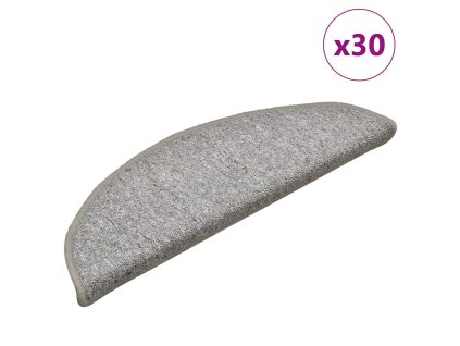 vidaXL Schodové rohože 30 ks 56 x 17 x 3 cm světle šedé, půlkulaté