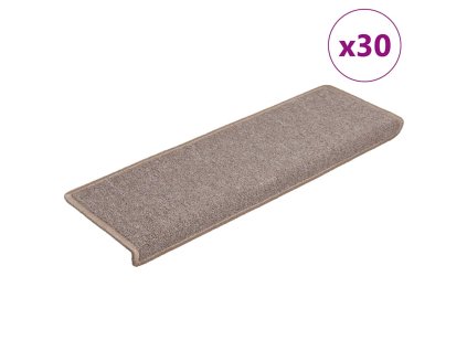 vidaXL Schodové rohože 30 ks 65 x 21 x 4 cm světle hnědé s obdélníkovým okrajem