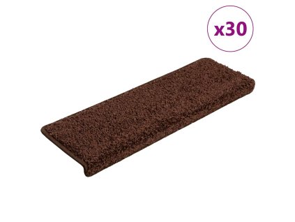 vidaXL Schodové rohože 30 ks 65 x 21 x 4 cm hnědé s obdélníkovým okrajem