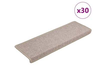 vidaXL Schodové rohože 30 ks 65 x 21 x 4 cm béžové s obdélníkovým okrajem