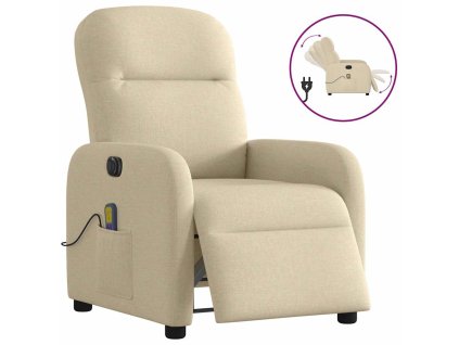 vidaXL Elektrické masážní polohovací křeslo krémové textil