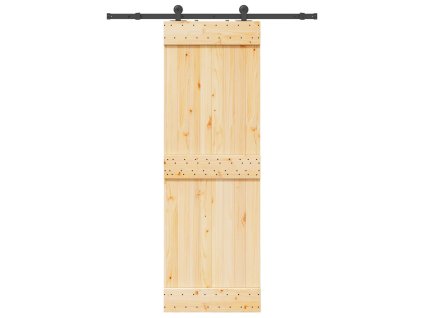 vidaXL Posuvné dveře s kováním 70 x 210 cm masivní borové dřevo