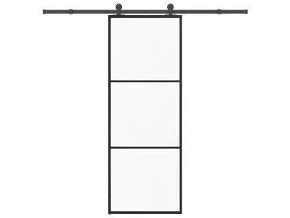 vidaXL Posuvné dveře s kováním 76x205 cm ESG sklo a hliník