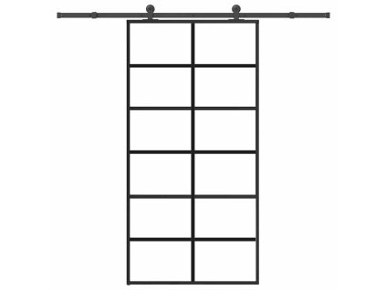 vidaXL Posuvné dveře s kováním 102x205 cm ESG sklo a hliník