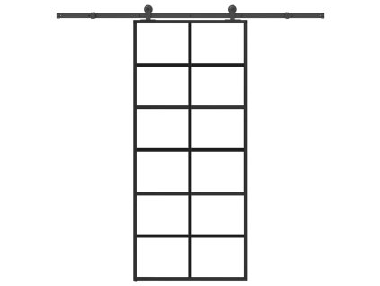 vidaXL Posuvné dveře s kováním 90x205 cm ESG sklo a hliník