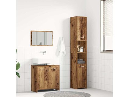 vidaXL 3dílná koupelnová sestava old wood kompozitní dřevo