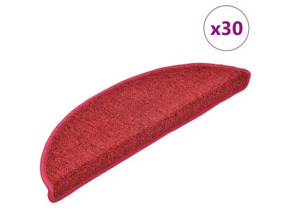 vidaXL Schodové rohože 30 ks 56 x 17 x 3 cm červené půlkulaté