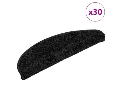 vidaXL Schodové rohože 30 ks 56 x 17 x 3 cm černé, půlkulaté