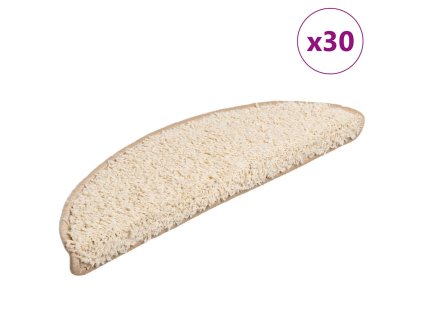 vidaXL Schodové rohože 30 ks 56 x 17 x 3 cm krémové, půlkulaté