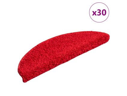 vidaXL Schodové rohože 30 ks 56 x 17 x 3 cm červené, půlkulaté