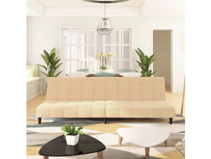 vidaXL 2místná rozkládací pohovka krémová samet