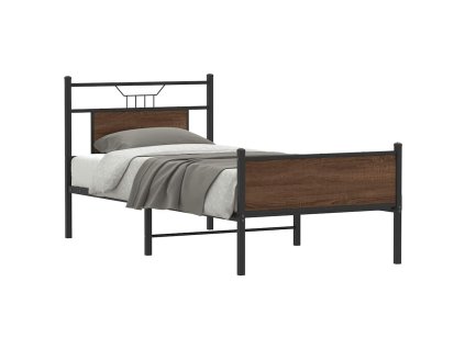 vidaXL Rám postele bez matrace hnědý dub 90 x 190 cm kompozitní dřevo