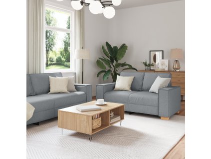 vidaXL Pohovka 3 pcs Světle šedá Lněná směs
