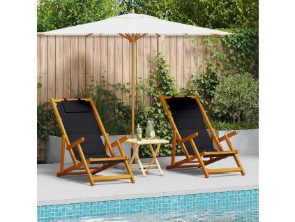 vidaXL plážová židle s polštářem 2 pcs Hnědá 61.5 x 123 x 82cm