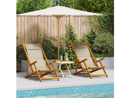 vidaXL plážová židle s polštářem 2 pcs Hnědá 61.5 x 123 x 82cm
