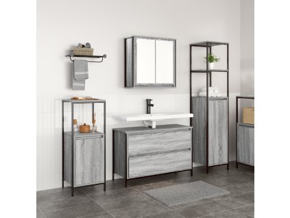 vidaXL Sada koupelnového nábytku 3 pcs Šedá Sonoma kompozitní dřevo