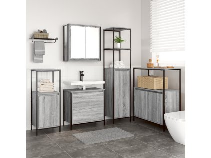 vidaXL Sada koupelnového nábytku s policí 5 pcs Šedá 76.5 x 35 x 95 cm