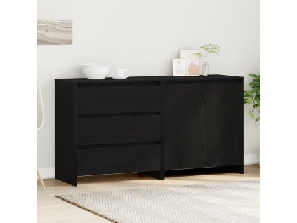 vidaXL Servírovací skříň 2 pcs Černá 70 x 41 x 75 cm kompozitní dřevo