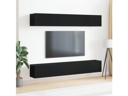 vidaXL Sestava TV skříněk Nástěnný 4 pcs Černý dub 100 x 30 x 30 cm