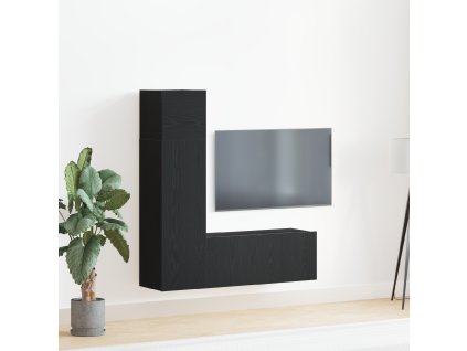 vidaXL Sestava TV skříněk Nástěnný 3 pcs Černý dub 130,5 x 30 x 140 cm