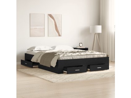 vidaXL Rám postele se zásuvkou Černý dub 135 x 190 cm kompozitní dřevo