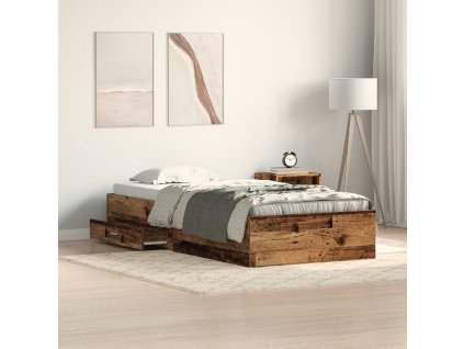 vidaXL Rám postele Staré dřevo 90 x 200 cm kompozitní dřevo