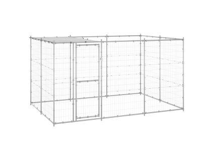 vidaXL Venkovní psí kotec se střechou pozinkovaná ocel 7,26 m²