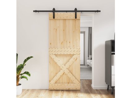 vidaXL Posuvné dveře s kováním 85 x 210 cm masivní borové dřevo