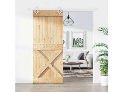 vidaXL Posuvné dveře s kováním 85 x 210 cm masivní borové dřevo