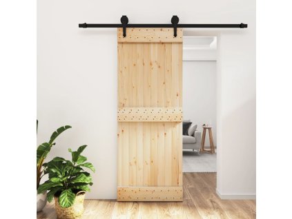 vidaXL Posuvné dveře s kováním 80 x 210 cm masivní borové dřevo