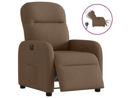 vidaXL Elektrické polohovací křeslo hnědé textil