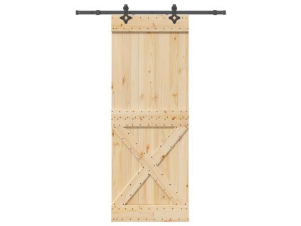 vidaXL Posuvné dveře s kováním 85 x 210 cm masivní borové dřevo